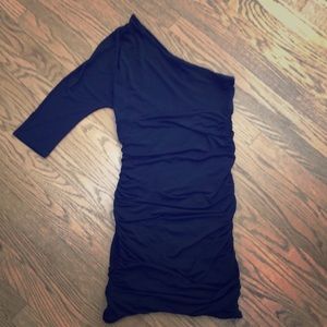 One shoulder black cocktail dress